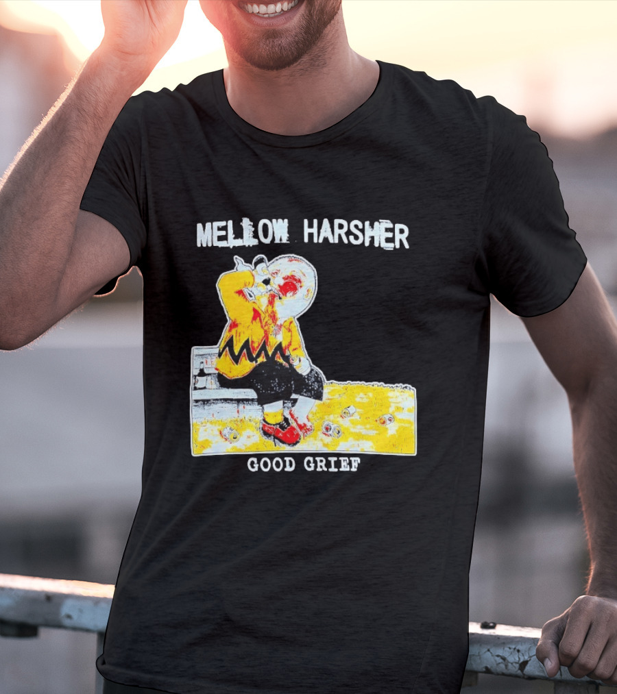 Mellow Harsher Good Grief Charlie Brown Drinking Image T-Shirt