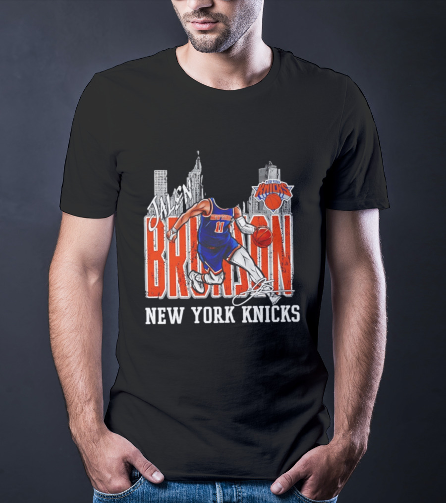 Jalen Brunson New York Knicks Basketball City Skyline T-Shirt