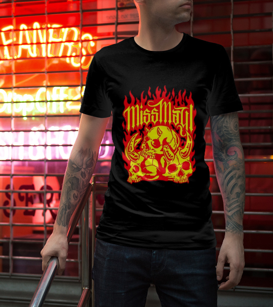 Miss May I Flaming Skulls Fire Metalcore Band T-Shirt
