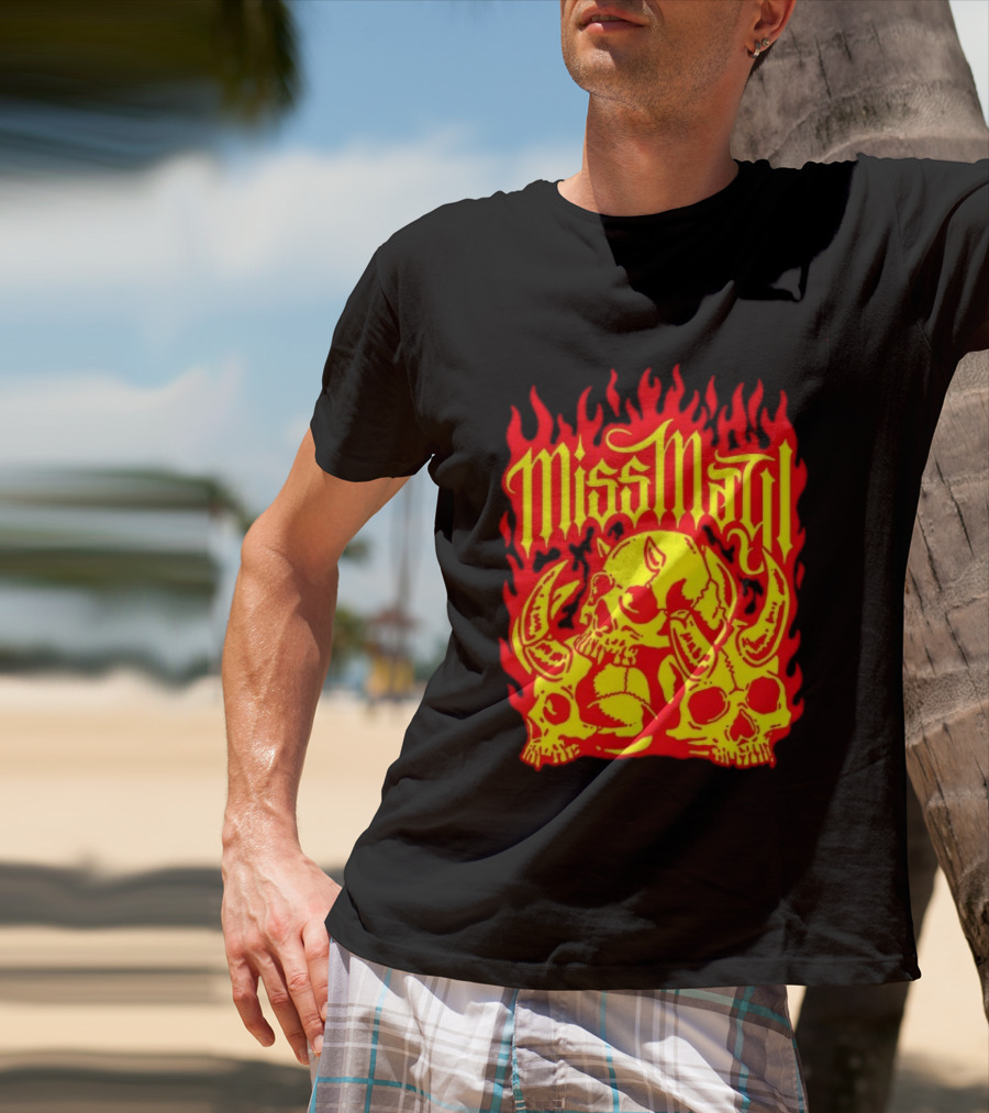 Miss May I Flaming Skulls Fire Metalcore Band T-Shirt