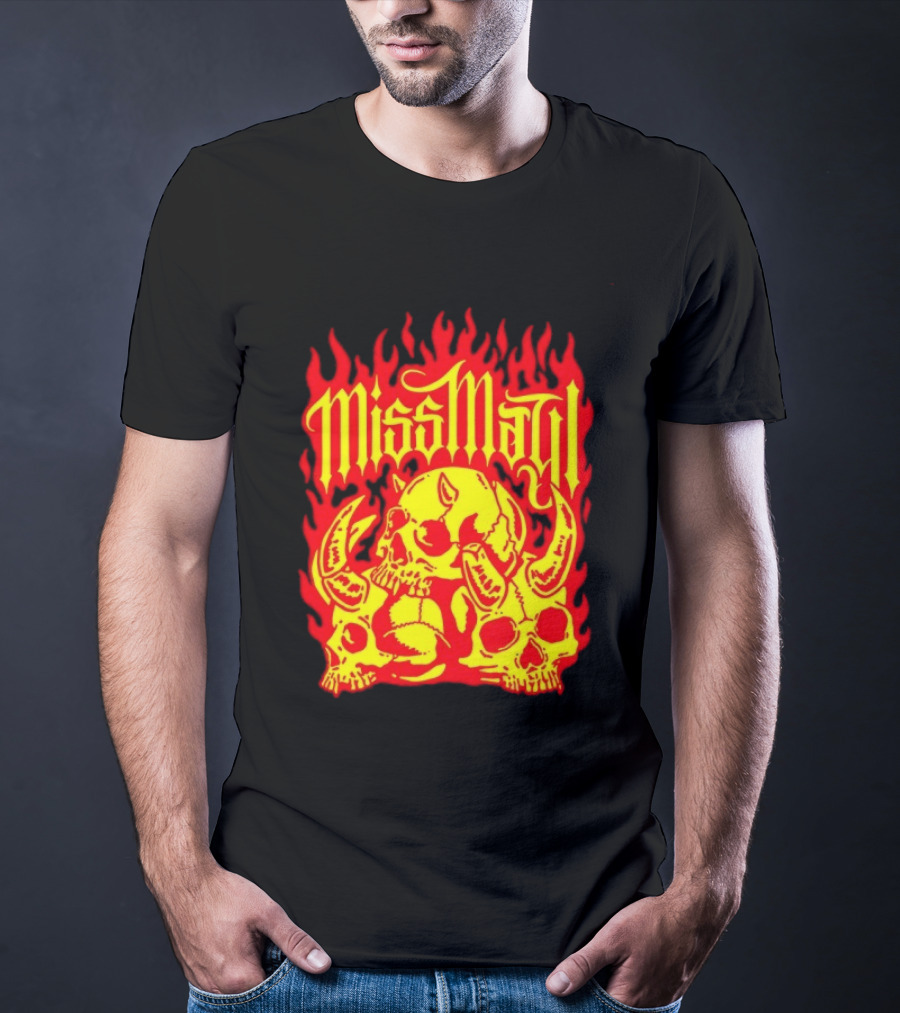 Miss May I Flaming Skulls Fire Metalcore Band T-Shirt