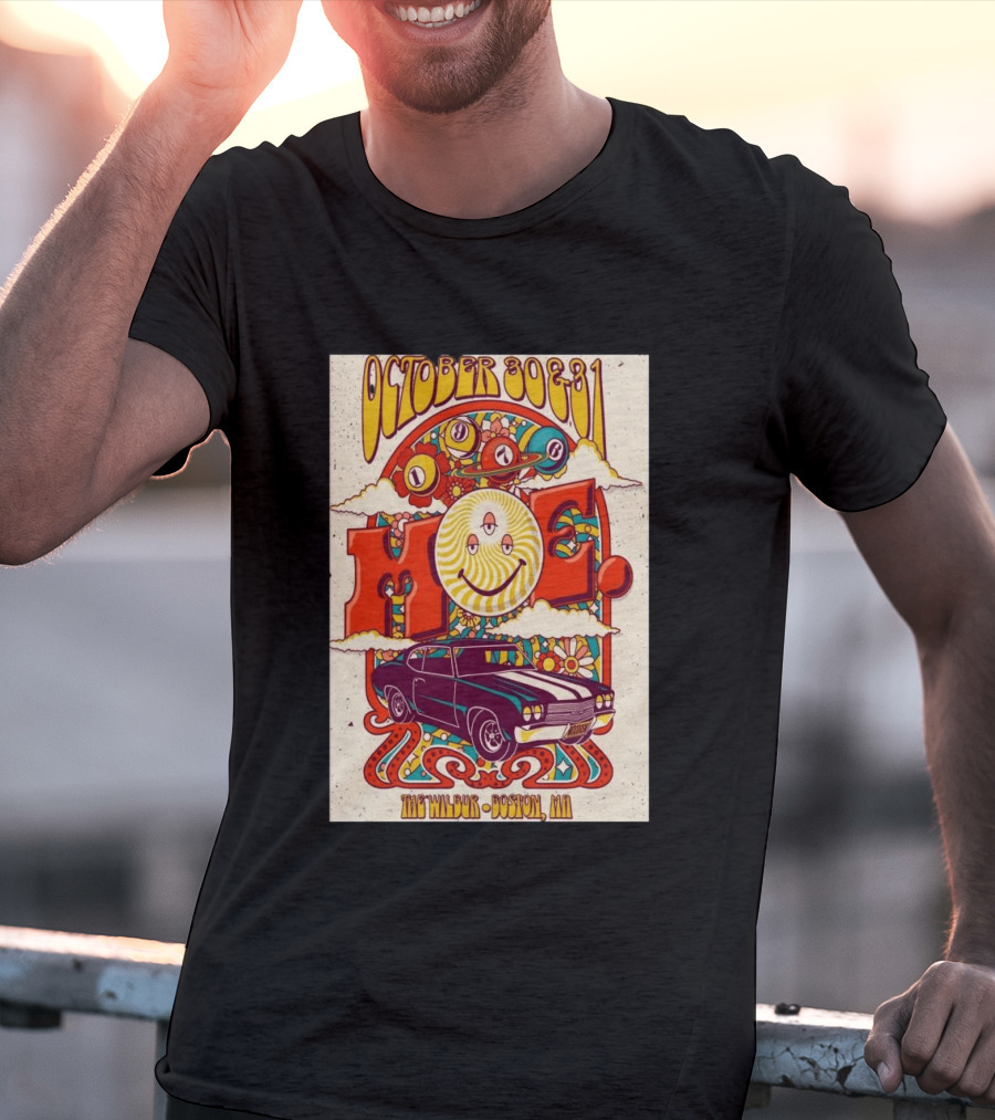 Moe October 30 31 The Wilbur Boston MA Psychedelic Eye Smile 2026 Vintage Car T-Shirt