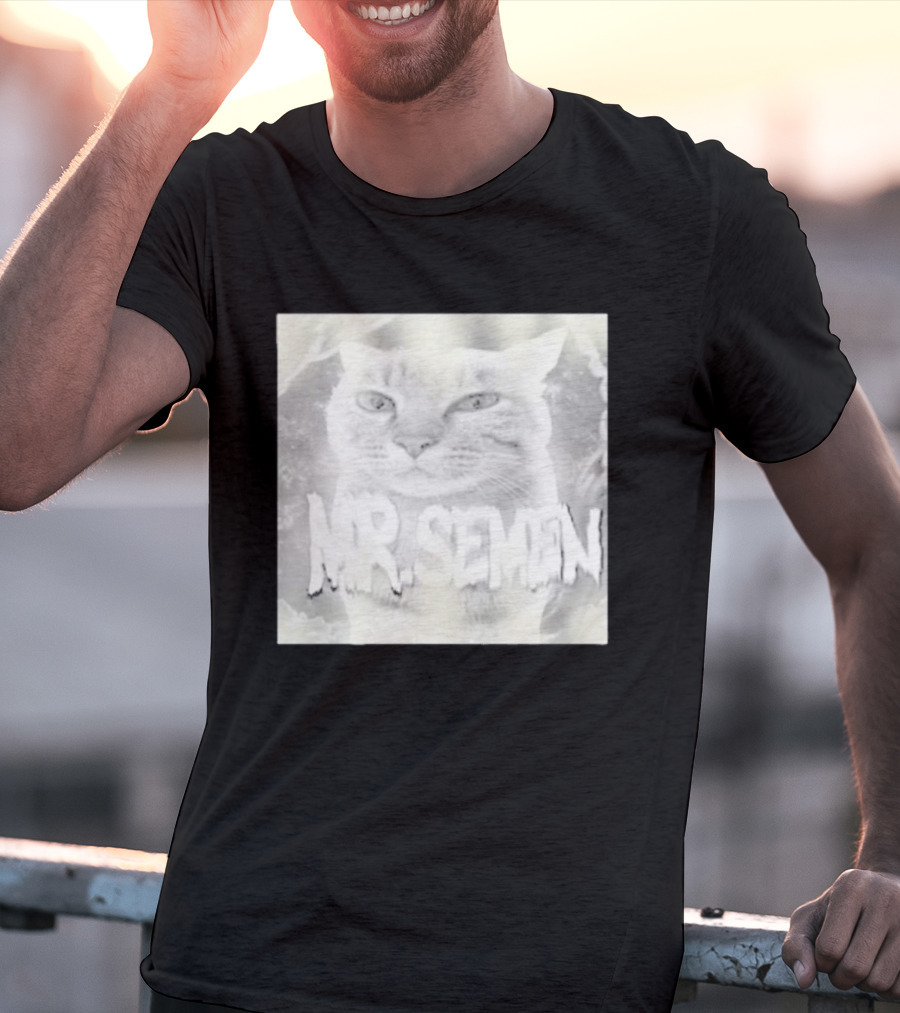 Mr Semen Cat Feline Fantasy Bold White T-Shirt