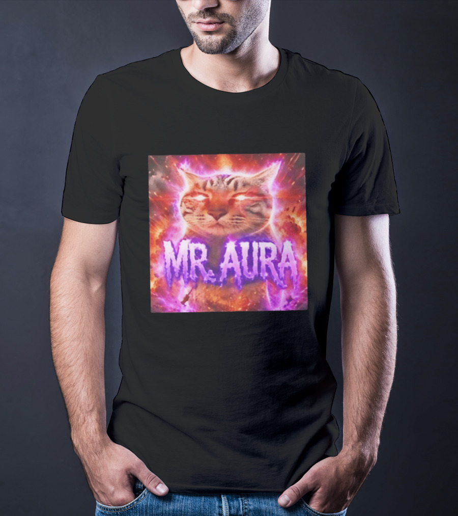 Mr. Aura Cat Fiery Cosmic Internet Culture Phenomenon T-Shirt