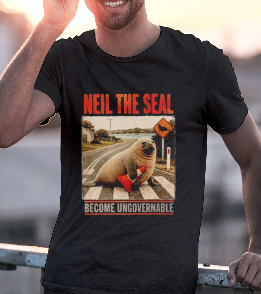 Neil The Seal Become Ungovernable Traffic Cone Road Crossing T-Shirt