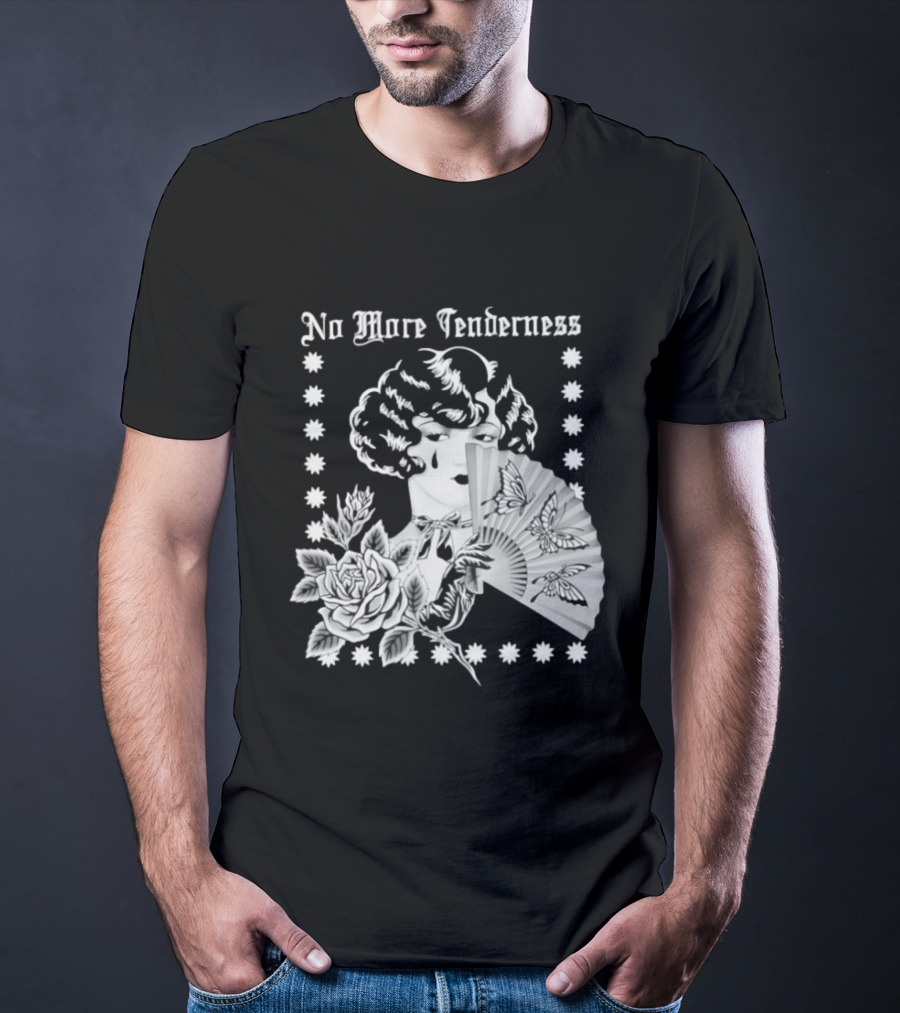 No More Tenderness Gothic Deco Rose Face Fan Butterfly T-Shirt