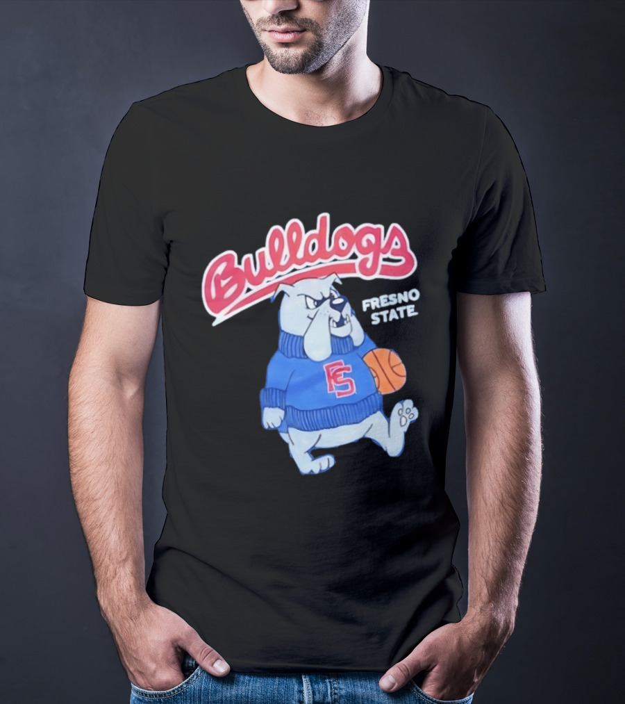 Fresno State Bulldogs Mascot With Basketball And Sweater T-Shirt