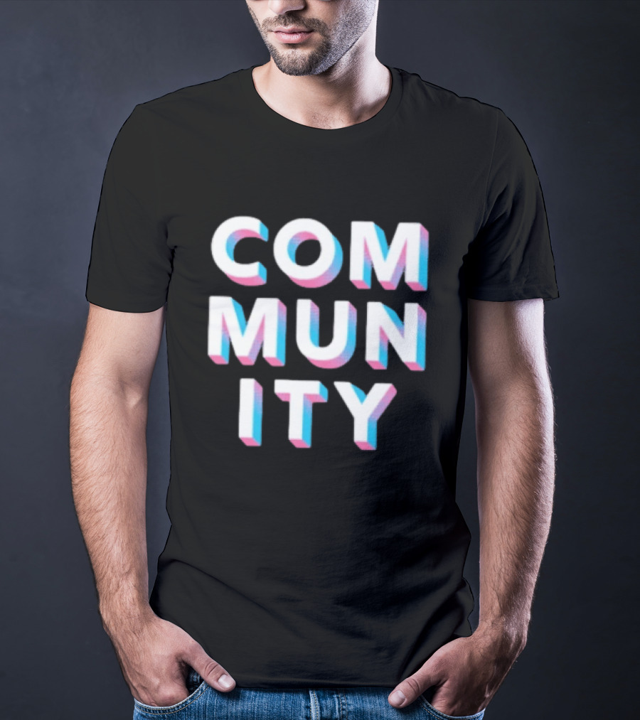 Community Colorful 3D Text Block T-Shirt
