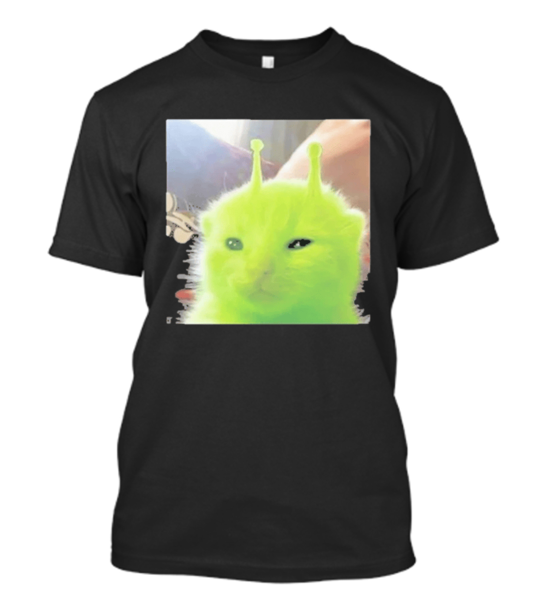 Glorp Alien Cat Winking Whimsical Green Feline With Antennae T-Shirt