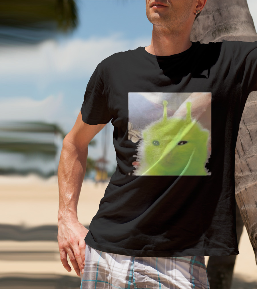 Glorp Alien Cat Winking Whimsical Green Feline With Antennae T-Shirt