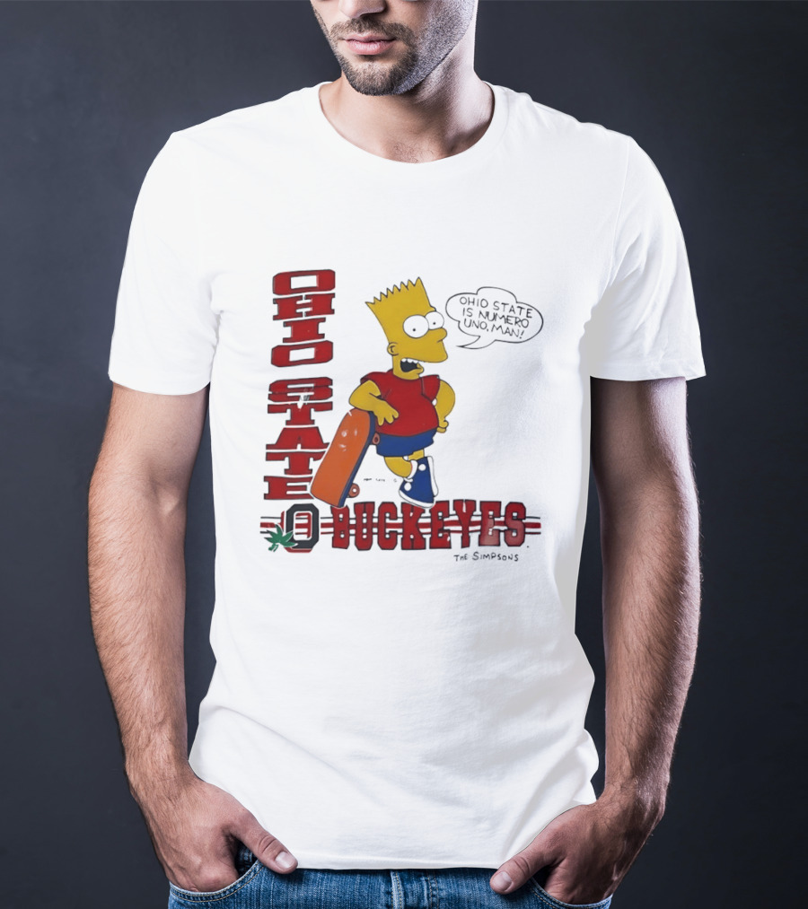 Ohio State Buckeyes Bart Simpson Numero Uno Man Skateboard T-Shirt