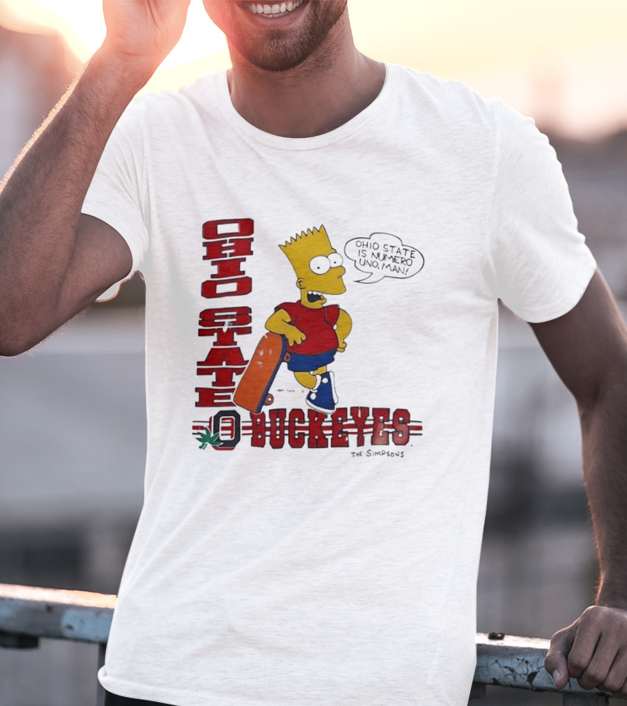 Ohio State Buckeyes Bart Simpson Numero Uno Man Skateboard T-Shirt
