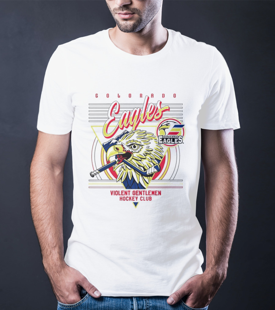 Colorado Eagles Eagle Biting Stick Violent Gentlemen Hockey Club T-Shirt