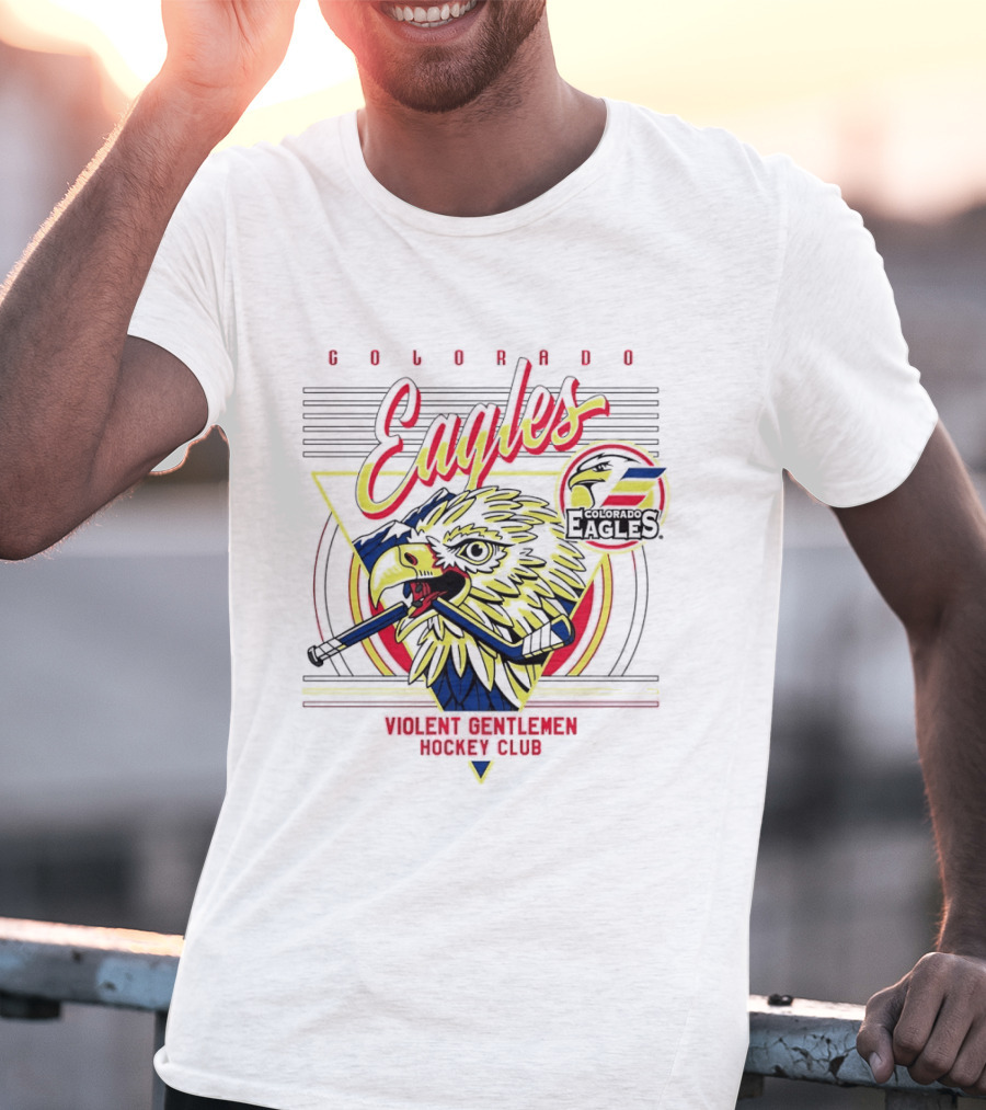 Colorado Eagles Eagle Biting Stick Violent Gentlemen Hockey Club T-Shirt