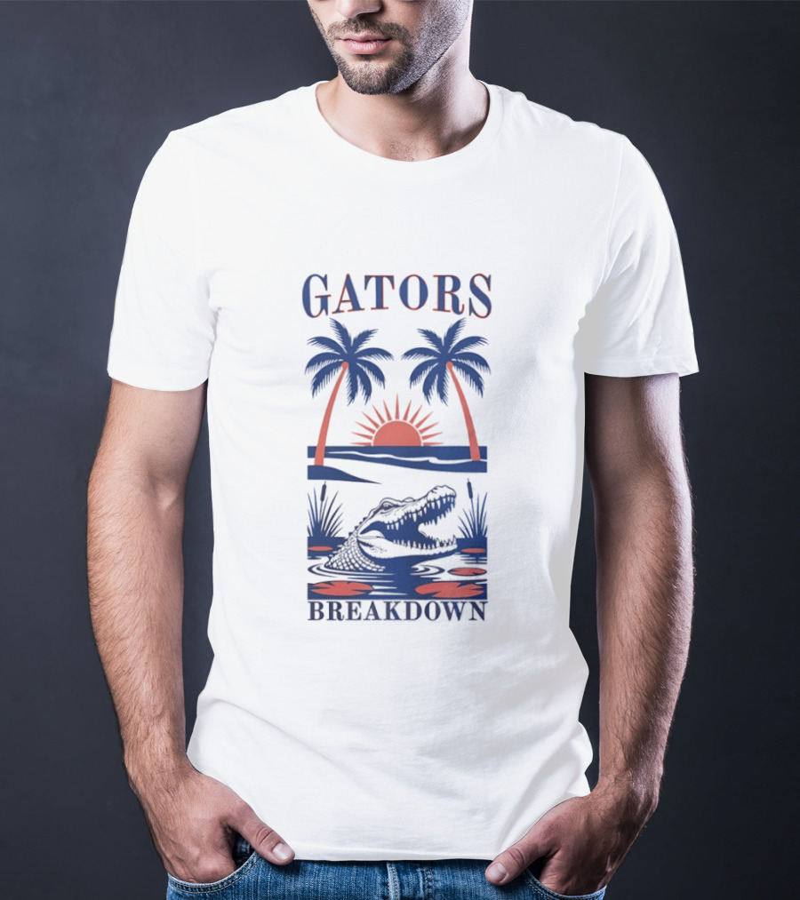 Florida Gators Tropical Sunset Alligator Breakdown Palms T-Shirt