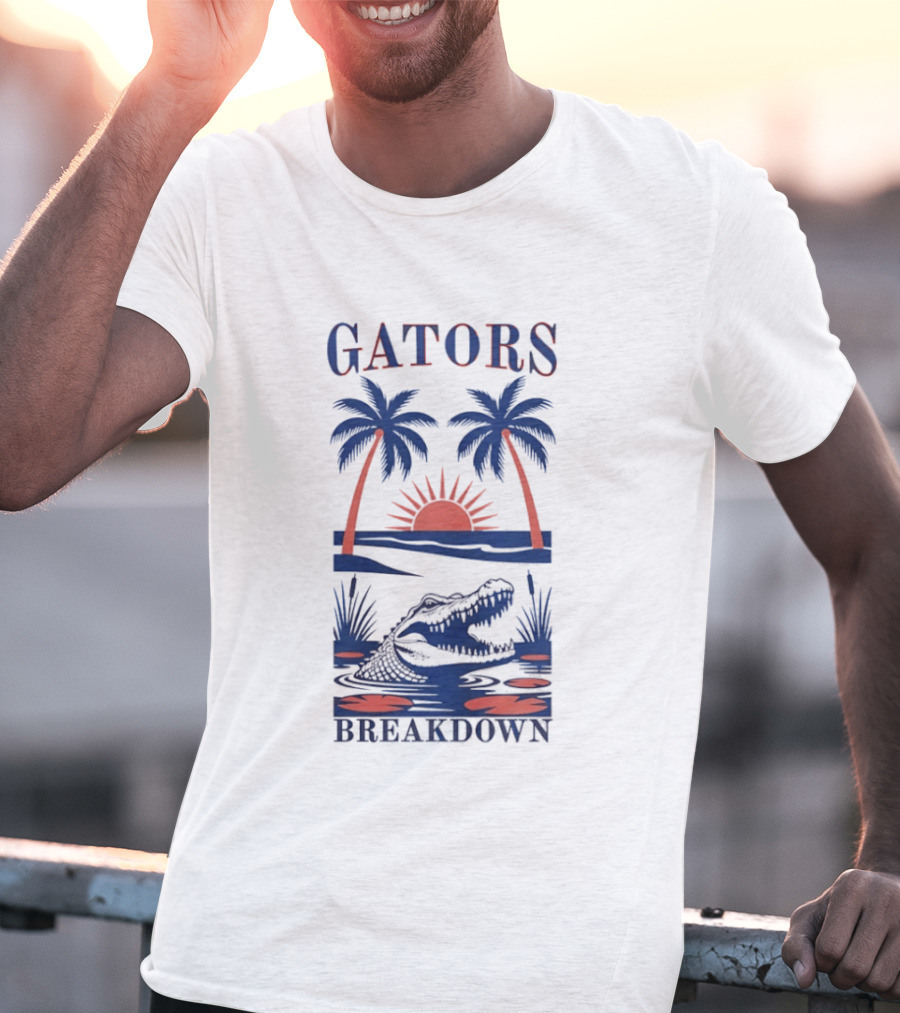 Florida Gators Tropical Sunset Alligator Breakdown Palms T-Shirt