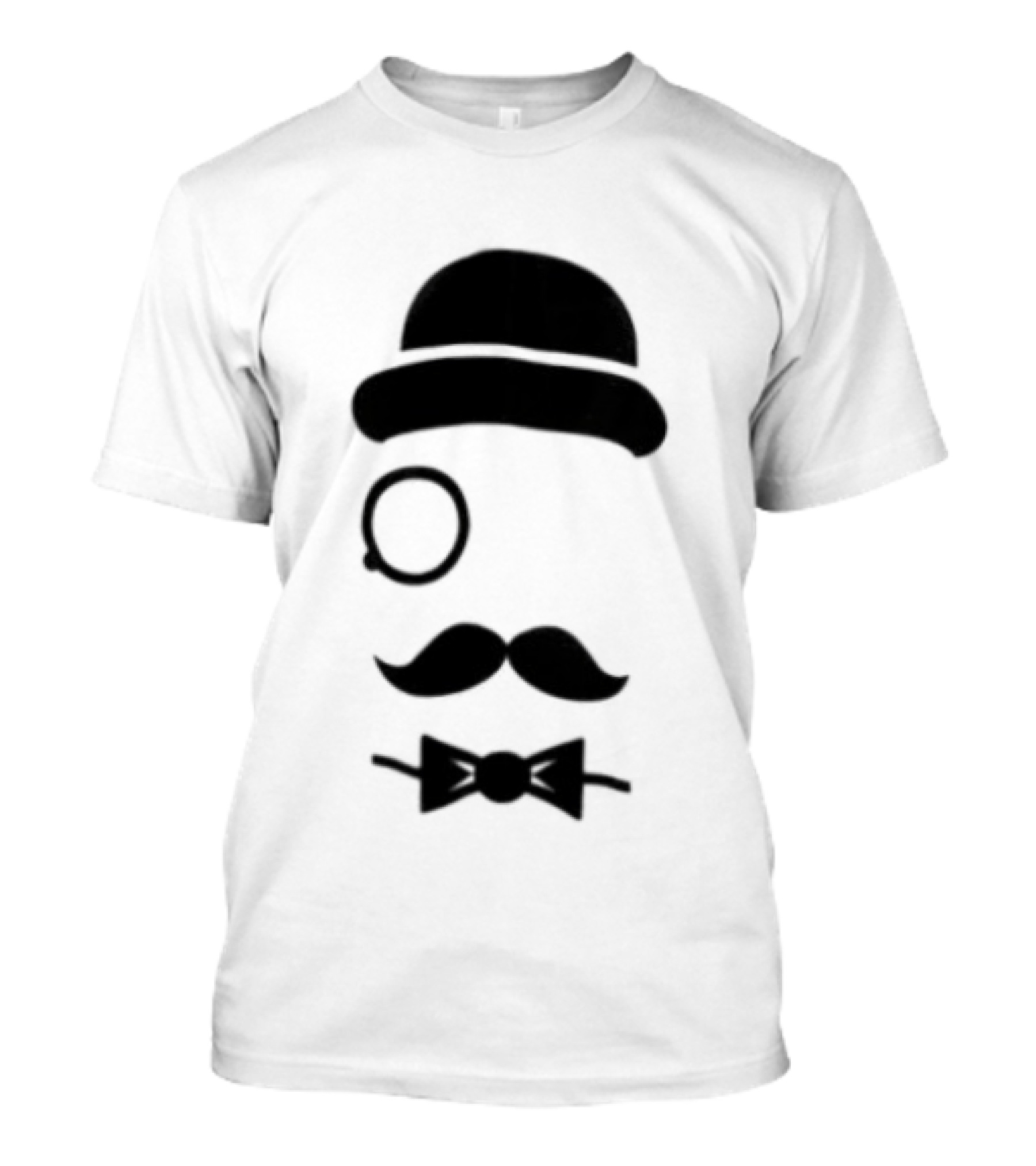 Bowler Hat Monocle Mustache Bow Tie T-Shirt