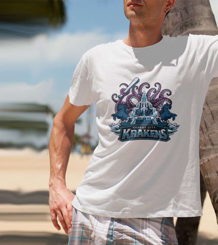 Kansas City Krakens Fountain Octopus Horses Sports Team T-Shirt