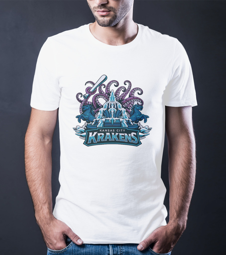 Kansas City Krakens Fountain Octopus Horses Sports Team T-Shirt