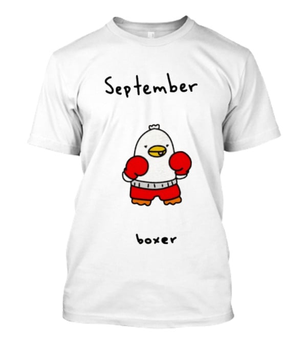 September Boxer Duck Boxing Red Gloves Whimsical Bird T-Shirt