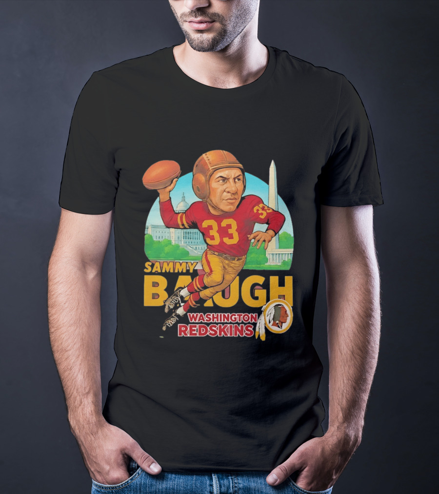 Sammy Baugh Washington Redskins Caricature Number 33 Football Legend T-Shirt