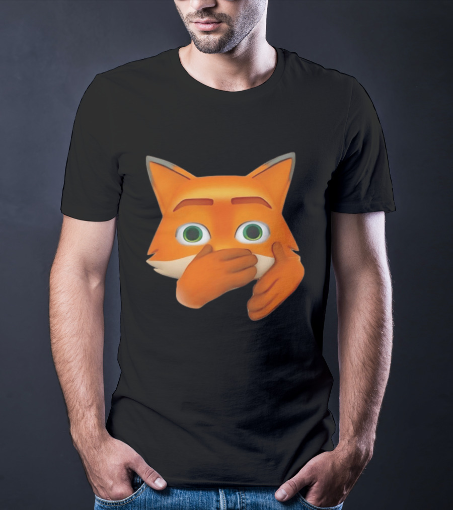 Scuba Fox Emoji Animal Covering Mouth Diving T-Shirt