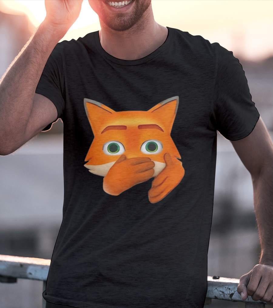 Scuba Fox Emoji Animal Covering Mouth Diving T-Shirt