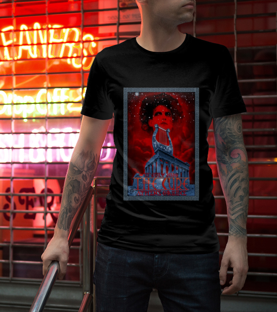The Cure Athens Greece July 15 2026 Concert Parthenon Lyre Stars T-Shirt