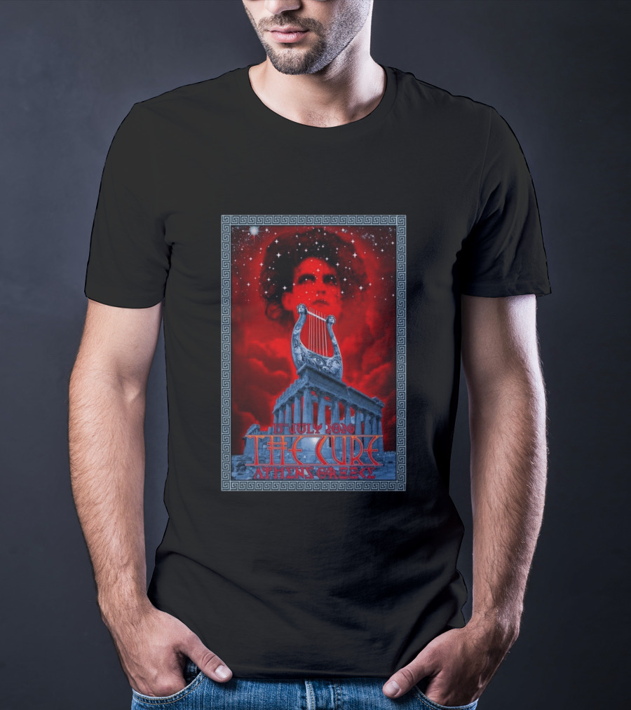 The Cure Athens Greece July 15 2026 Concert Parthenon Lyre Stars T-Shirt
