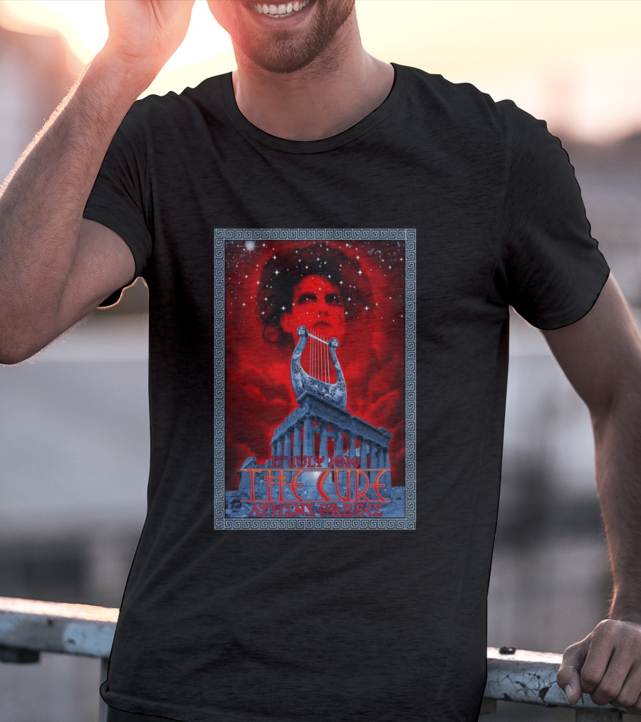 The Cure Athens Greece July 15 2026 Concert Parthenon Lyre Stars T-Shirt