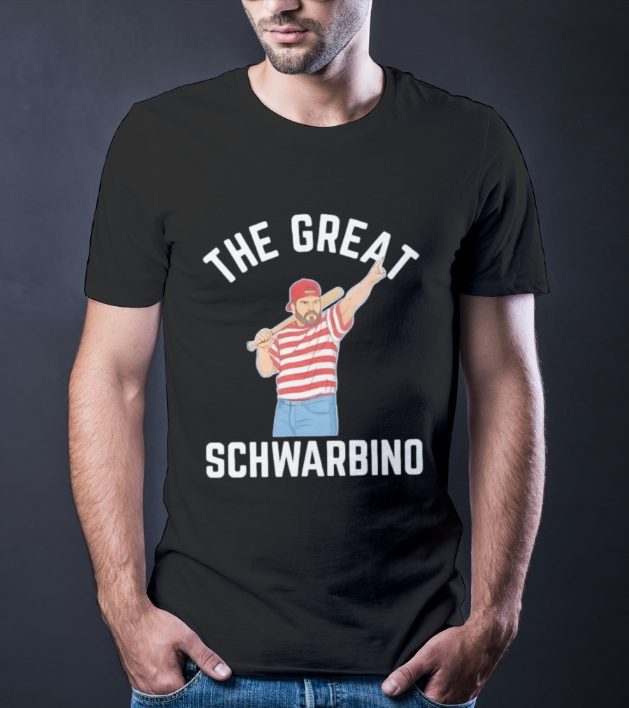 The Great Schwarbino Kyle Schwarber Philadelphia Phillies Striped Baseball T-Shirt