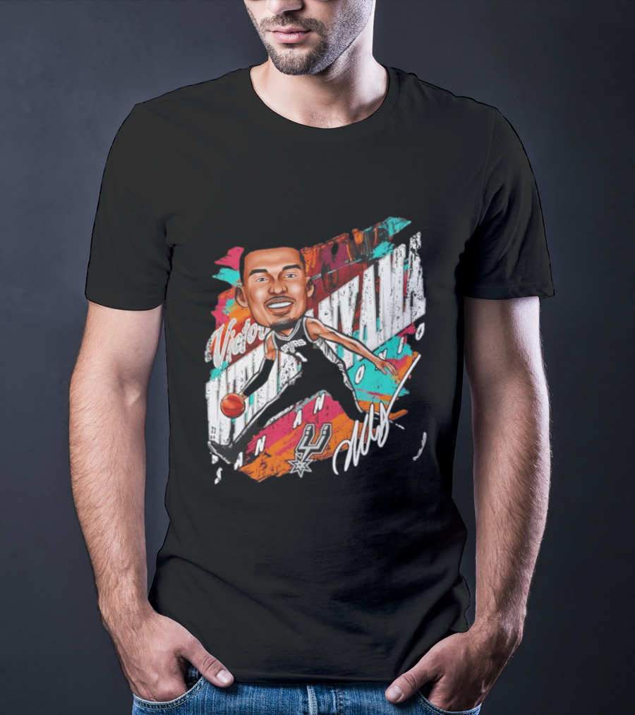 Victor Wembanyama San Antonio Spurs Basketball Cartoon T-Shirt