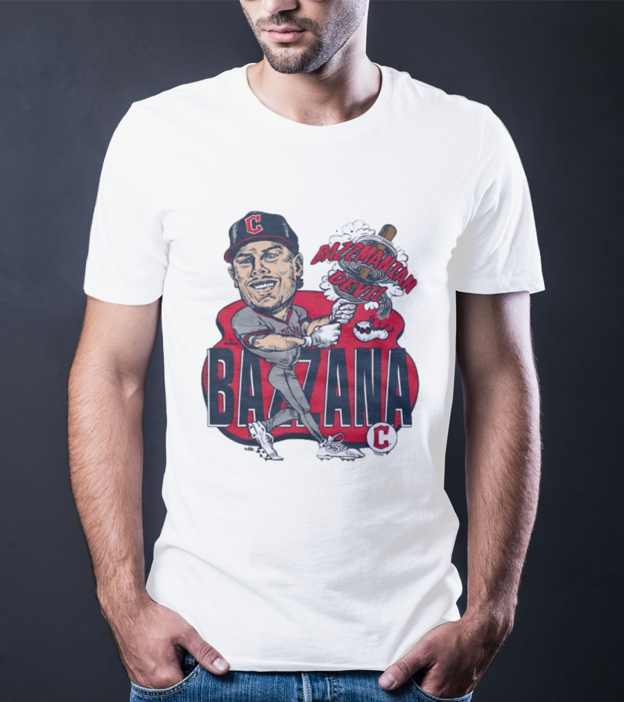 Bazzana Bazzmanian Devil Cleveland Guardians Caricature Baseball Player T-Shirt