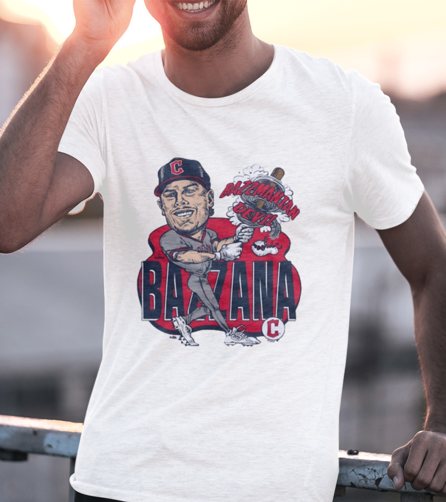 Bazzana Bazzmanian Devil Cleveland Guardians Caricature Baseball Player T-Shirt