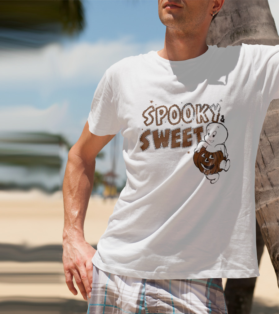 Casper The Friendly Ghost Spooky & Sweet Halloween Pumpkin Fun T-Shirt