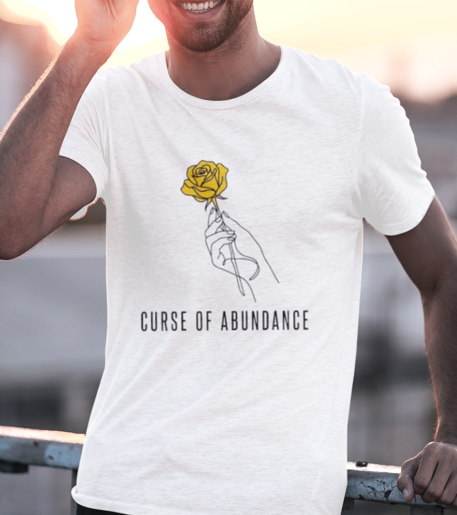 Curse Of Abundance Yellow Rose Hand Minimalist Line T-Shirt