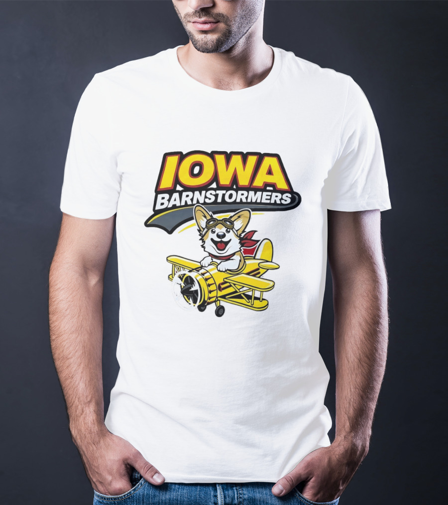 Iowa Barnstormers Corgi Pilot Airplane T-Shirt