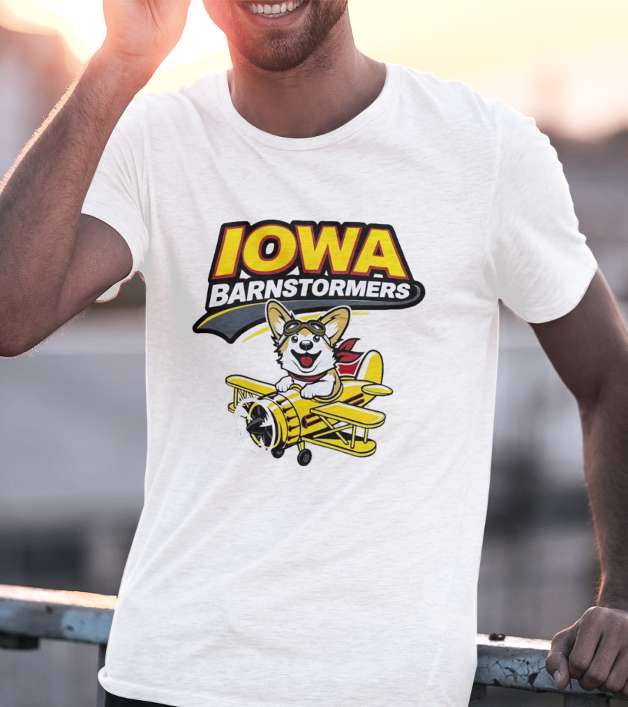 Iowa Barnstormers Corgi Pilot Airplane T-Shirt