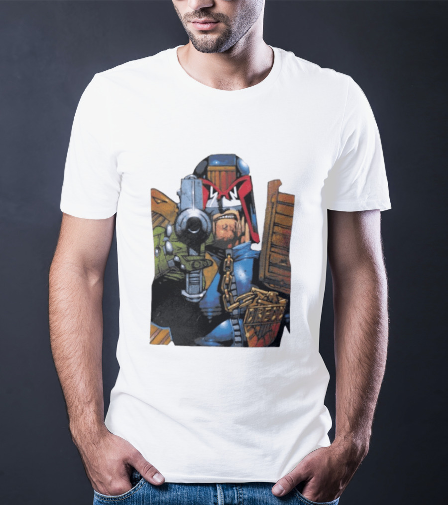 Judge Dredd 2000 AD Comic Book Character With Iconic Outfit T-Shirt