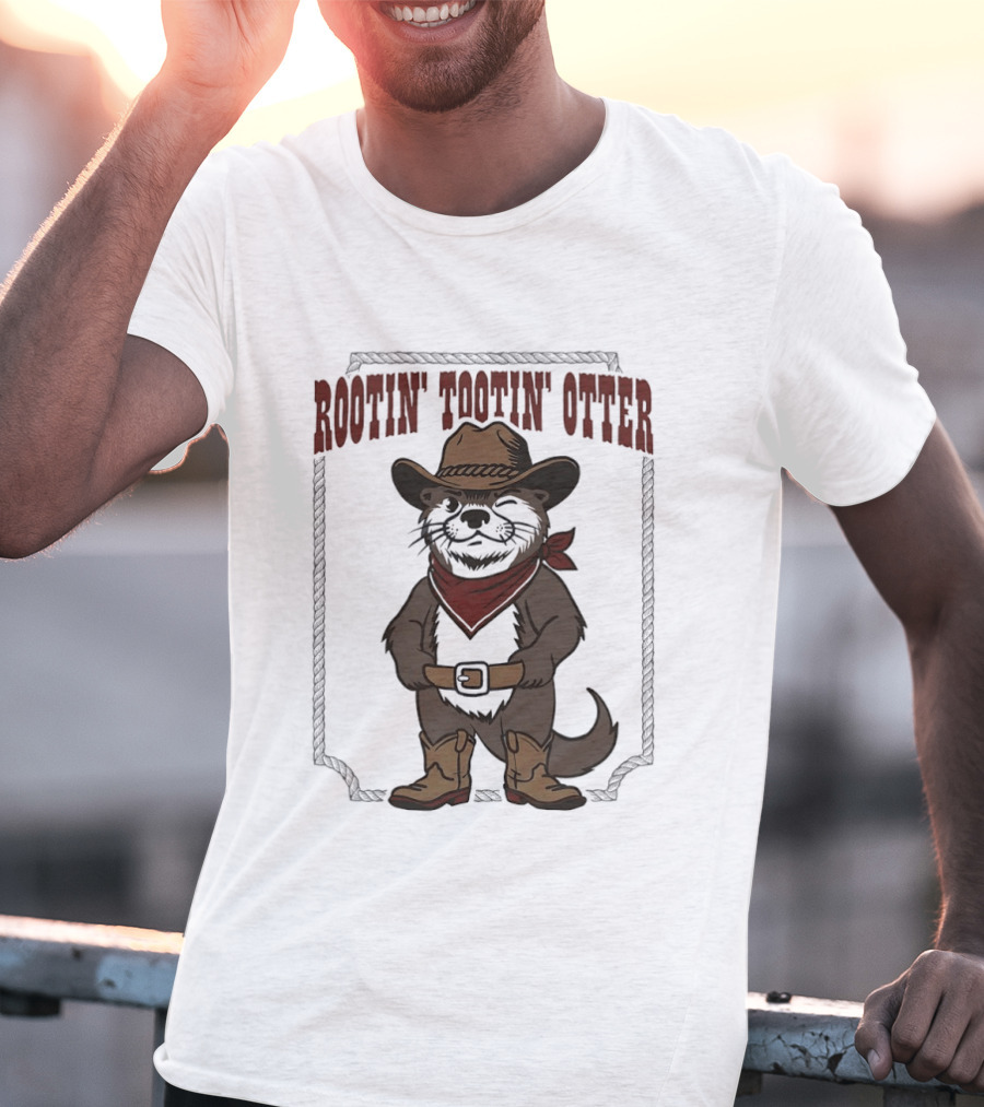 Rootin' Tootin' Otter Cowboy Western Animal Rustler T-Shirt