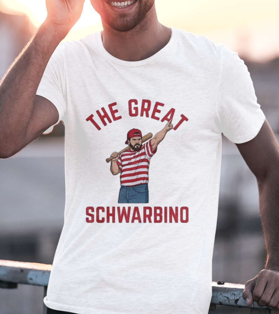 The Great Schwarbino Kyle Schwarber Baseball Tribute Red Striped T-Shirt