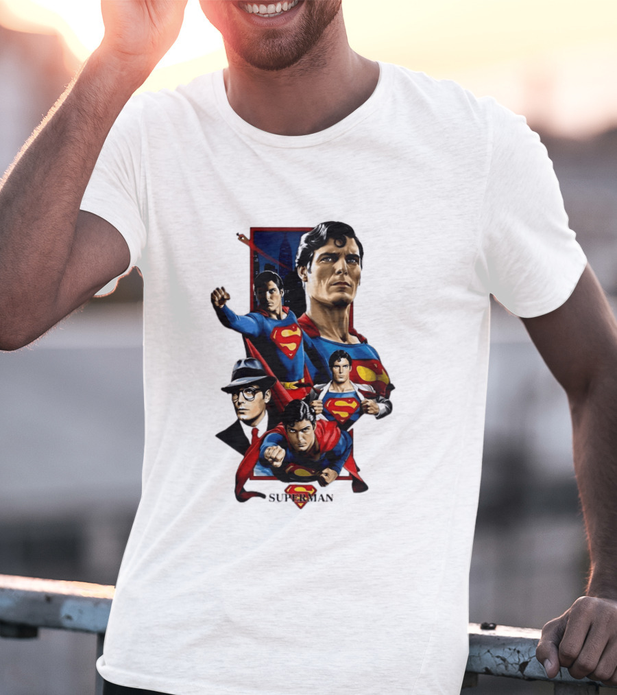 Superman Collage Classic Iconic Characters With S T-Shirt