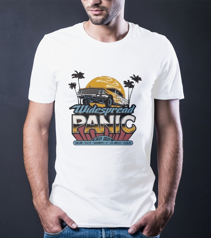 Widespread Panic Summer Tour 2026 Oakland Sacramento Los Angeles Classic Car Palm Trees T-Shirt