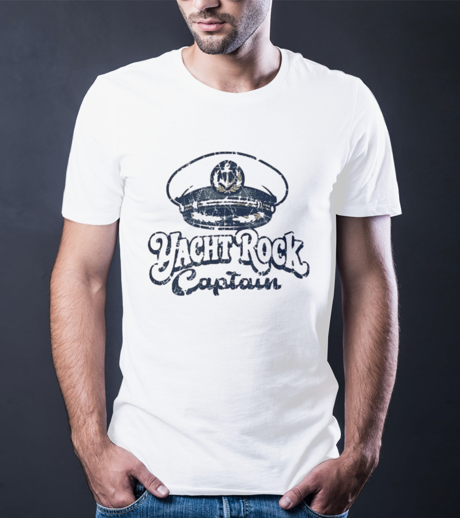 Yacht Rock Captain Distressed Nautical Captain's Hat T-Shirt