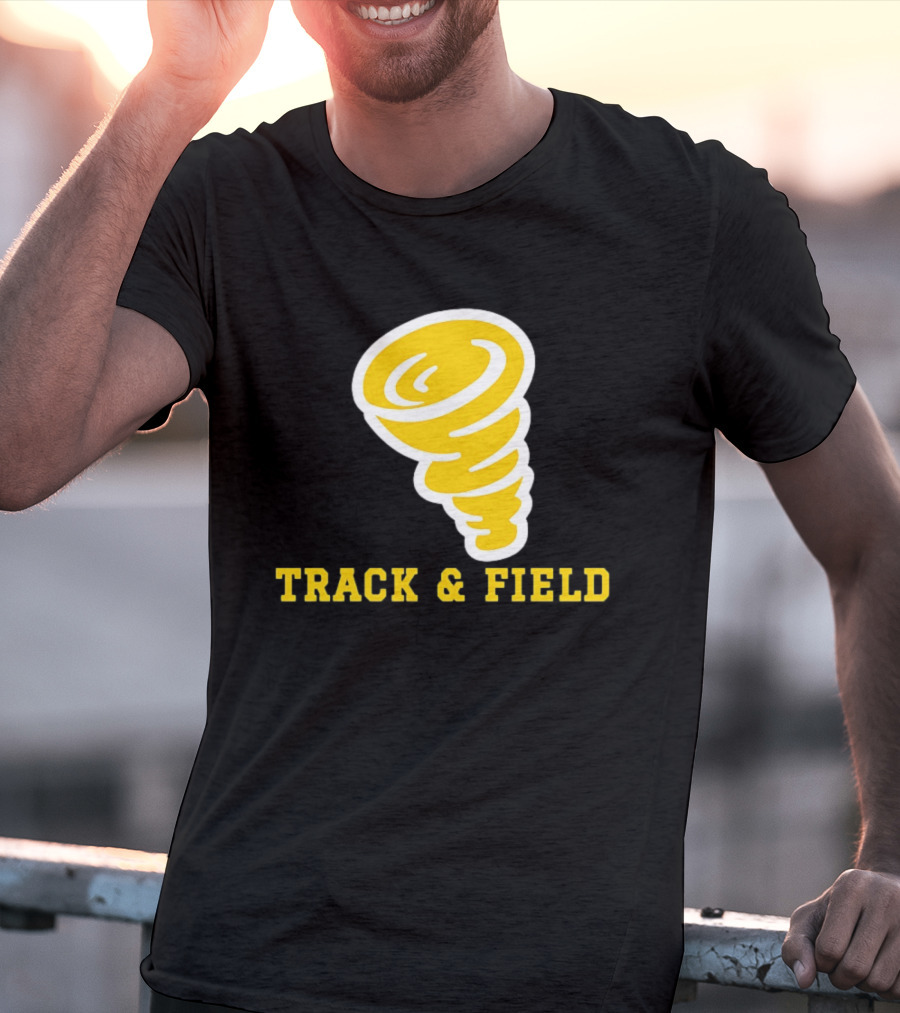 Tornado Track And Field Yellow Swirl Team Athletics T-Shirt