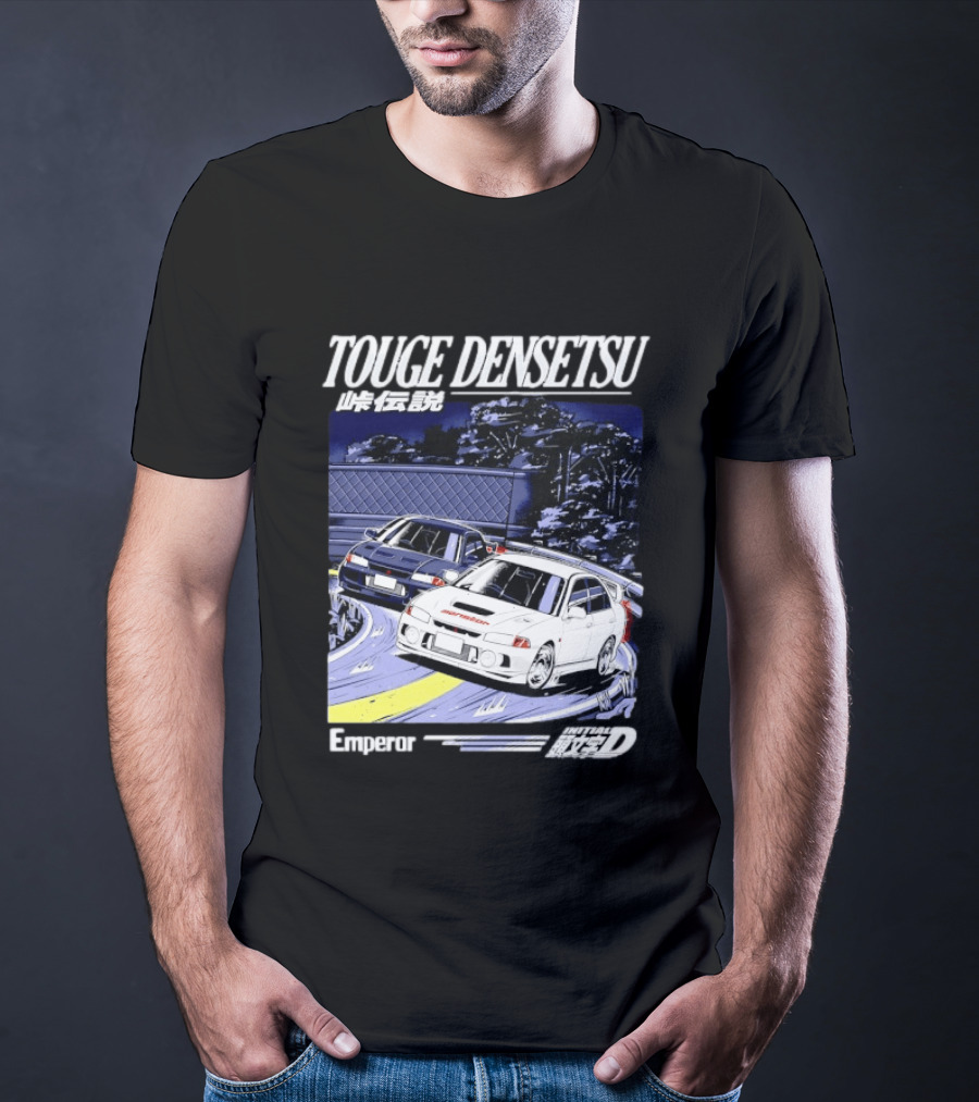 Touge Densetsu Emperor Initial D Mitsubishi Lancer Evolution Racing Scene T-Shirt