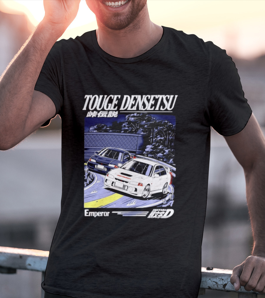 Touge Densetsu Emperor Initial D Mitsubishi Lancer Evolution Racing Scene T-Shirt