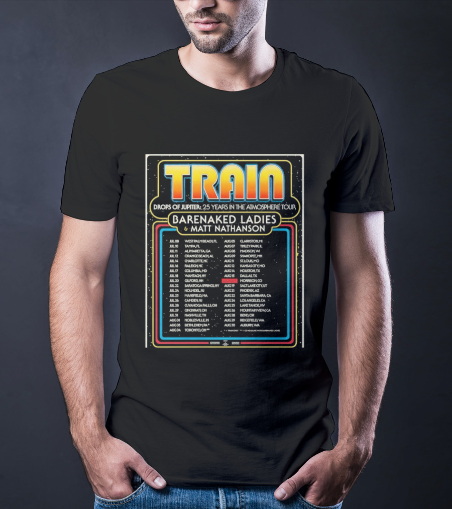 Train Drops Of Jupiter 25 Years Tour Barenaked Ladies And Matt Nathanson Tour Dates 2023 T-Shirt