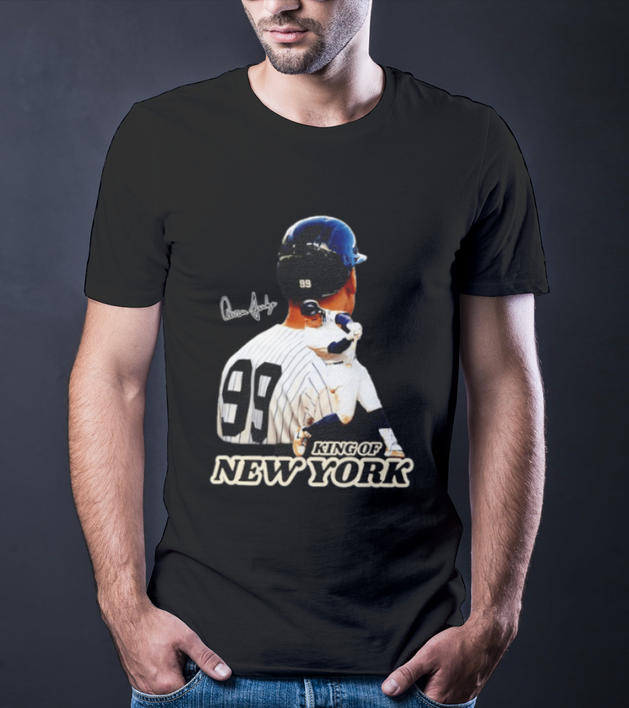 Aaron Judge 99 King Of New York Yankees Baseball Player Signed T-Shirt