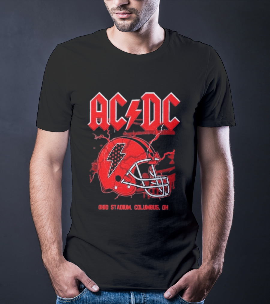 ACDC Pwr Up Tour 2026 Ohio Stadium Columbus Exclusive July 15 Lightning Bolt Helmet T-Shirt